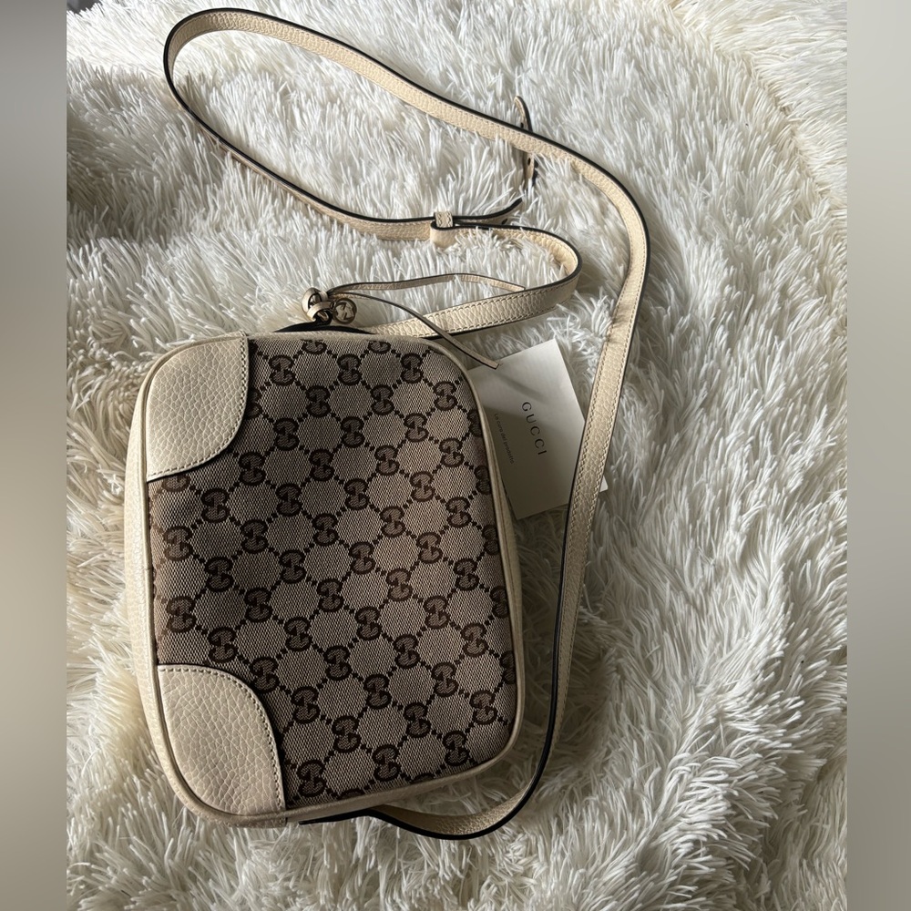 Gucci Bree GG White Monogram Leather Crossbody